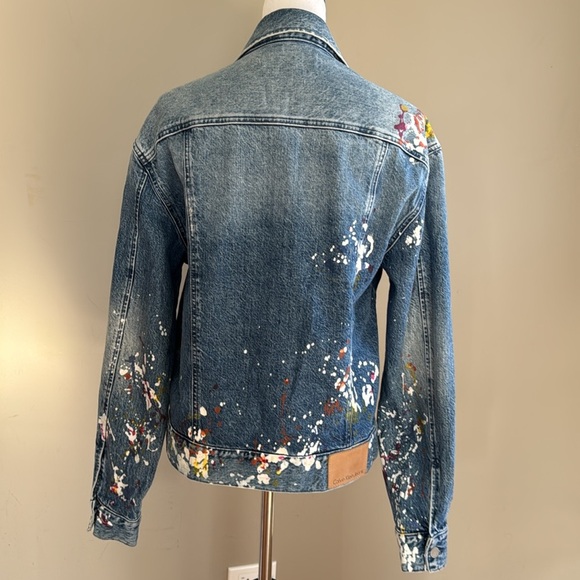Calvin Klein Jeans Cotton Paint Splatter Colorful Denim Jacket Size S - Picture 9 of 16